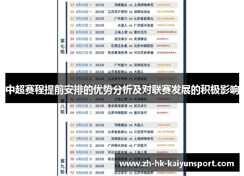 中超赛程提前安排的优势分析及对联赛发展的积极影响